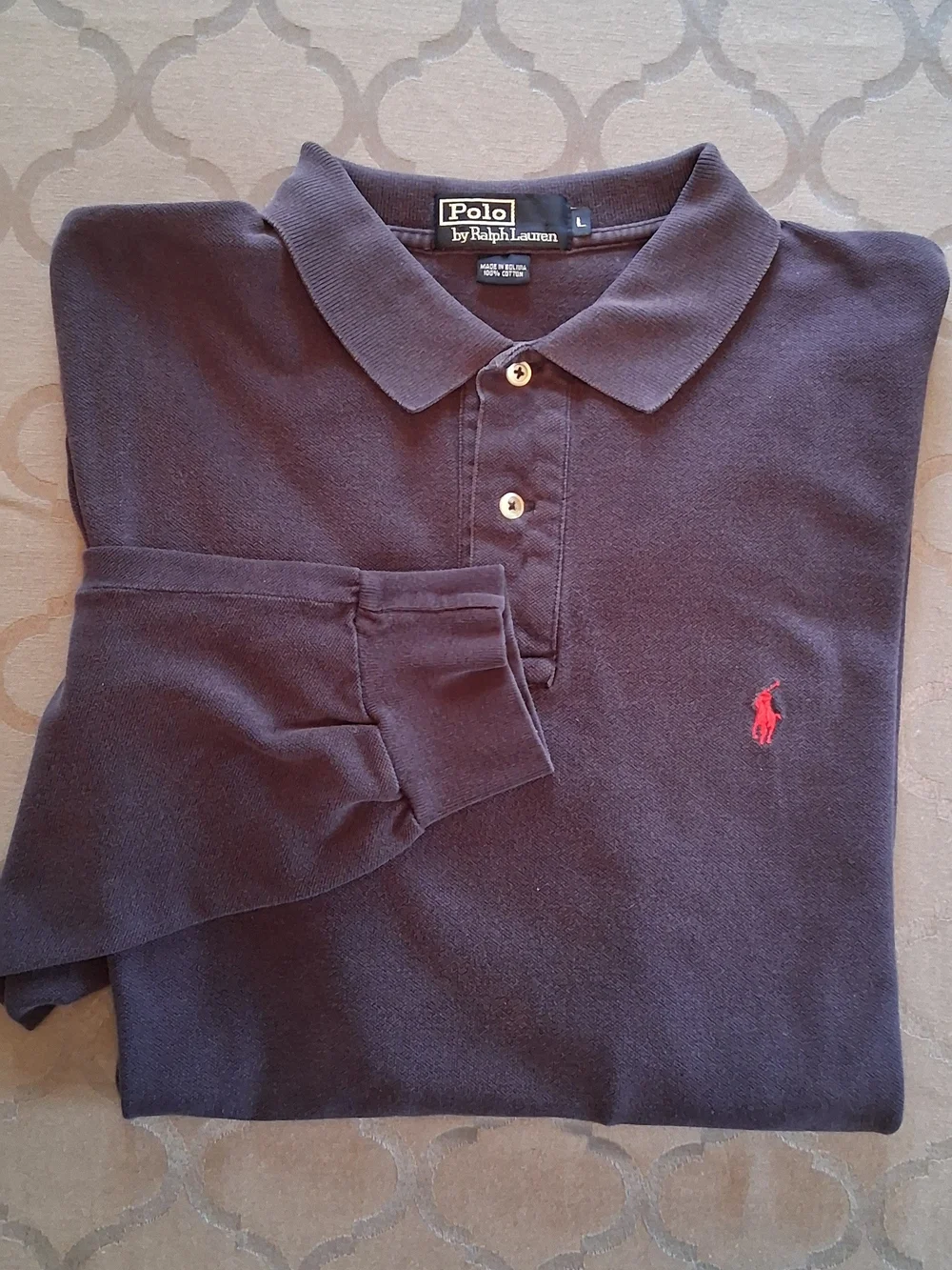 VTG 90s Polo Ralph Lauren Navy Blue Long Sleeve Polo Shirt Men's Large
